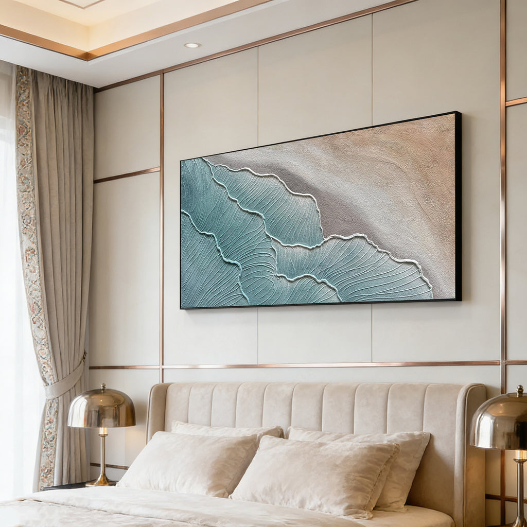3D Textured Minimalist Blue Coastal Canvas Art - Aqua Shoal