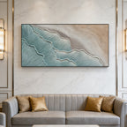 3D Textured Minimalist Blue Coastal Canvas Art - Aqua Shoal