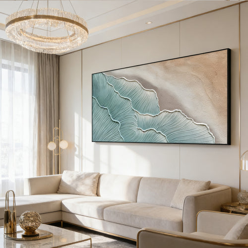 3D Textured Minimalist Blue Coastal Canvas Art - Aqua Shoal