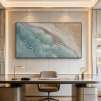 3D Textured Minimalist Blue Coastal Canvas Art - Aqua Shoal