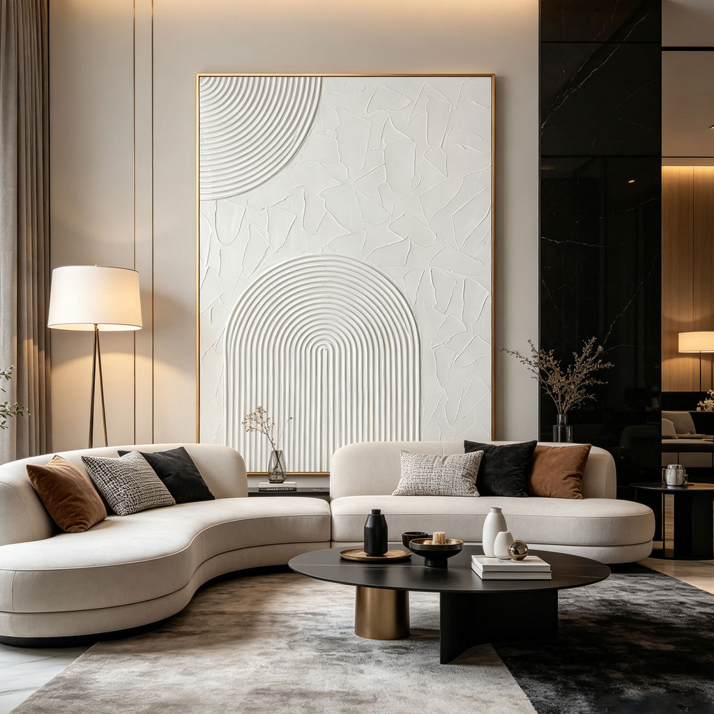 3D Textured Scandinavian Geometric Painting - Arched Silence