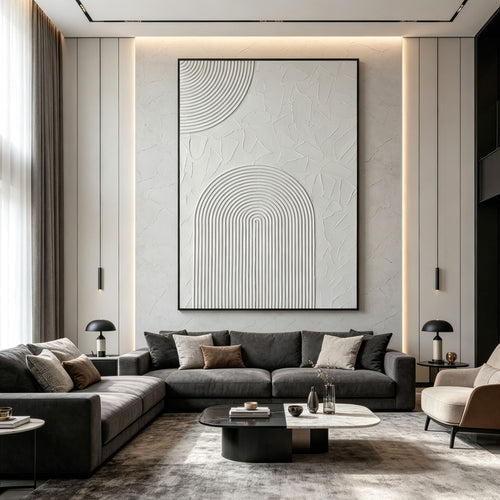 3D Textured Scandinavian Geometric Painting - Arched Silence