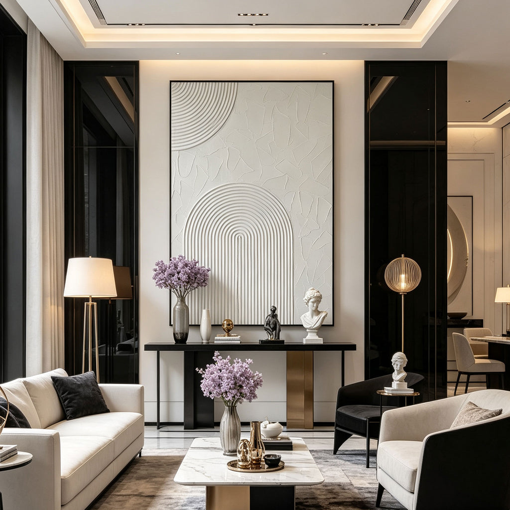 3D Textured Scandinavian Geometric Painting - Arched Silence