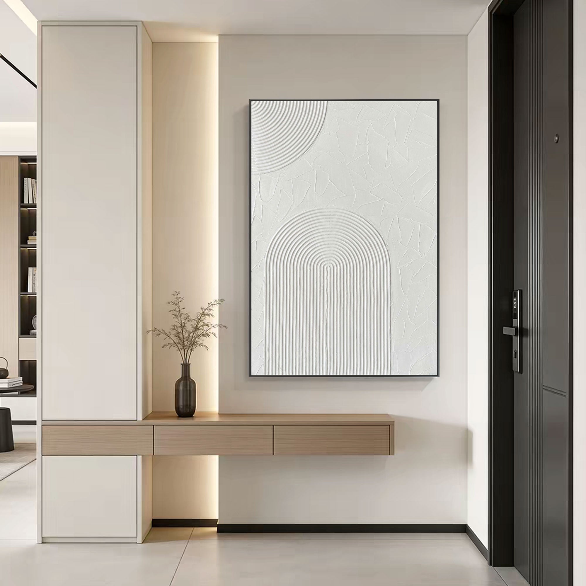 3D Textured Scandinavian Geometric Painting - Arched Silence