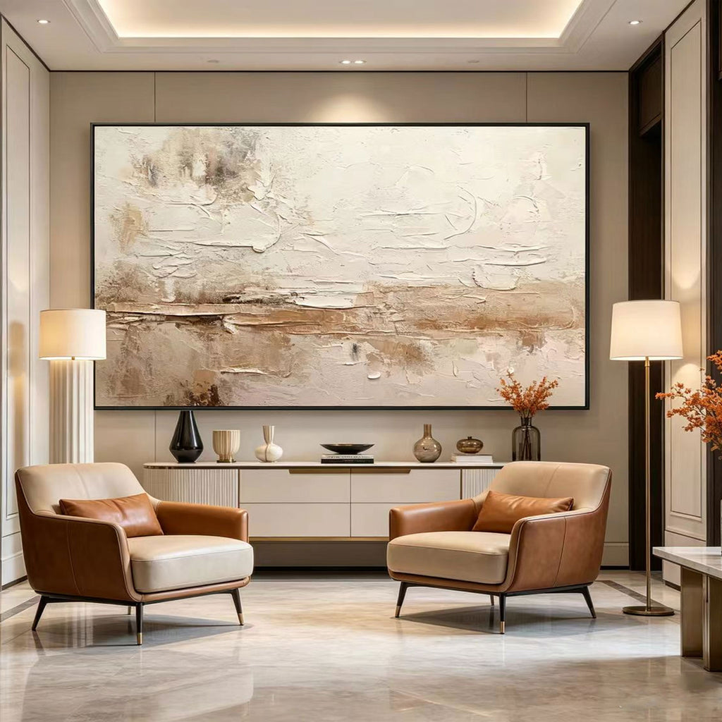 3D Textured Wabi Sabi Landscape Wall Art - Pale Siltline