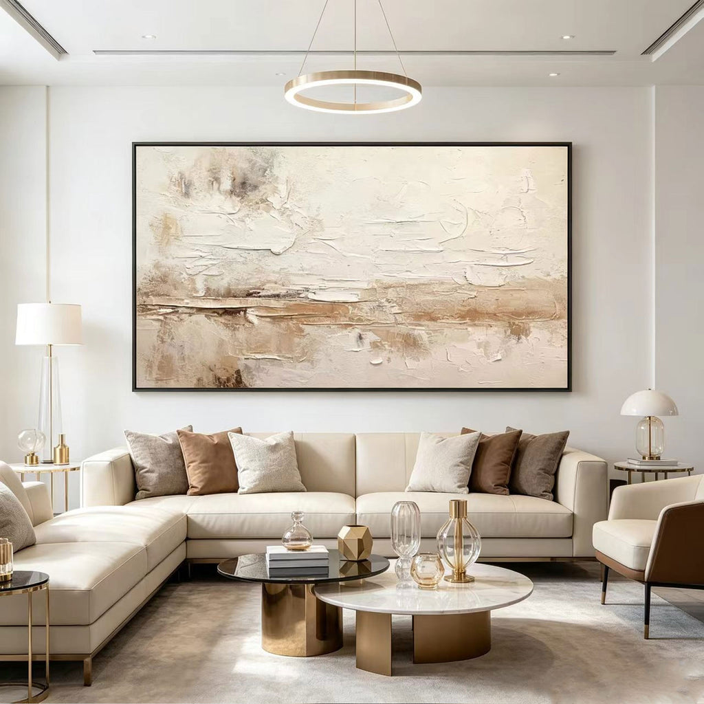 3D Textured Wabi Sabi Landscape Wall Art - Pale Siltline