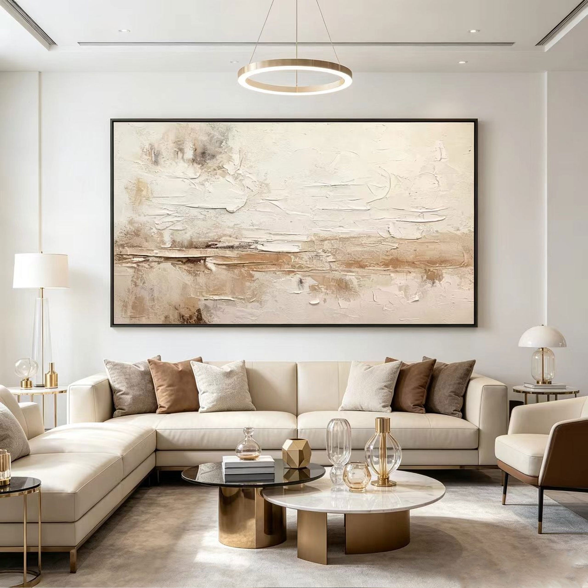 3D Textured Wabi Sabi Landscape Wall Art - Pale Siltline
