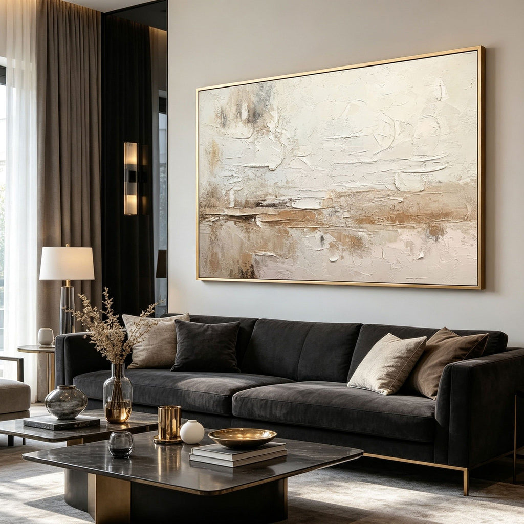 3D Textured Wabi Sabi Landscape Wall Art - Pale Siltline