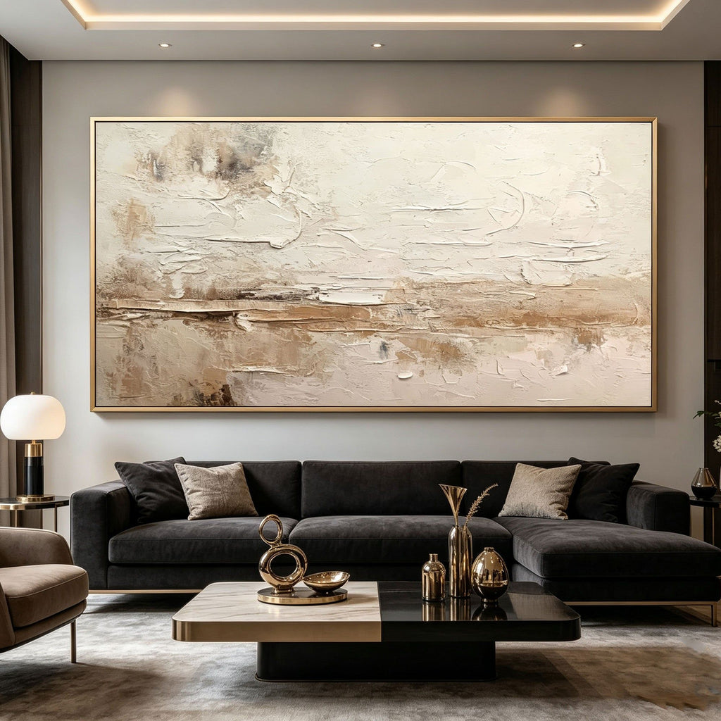 3D Textured Wabi Sabi Landscape Wall Art - Pale Siltline
