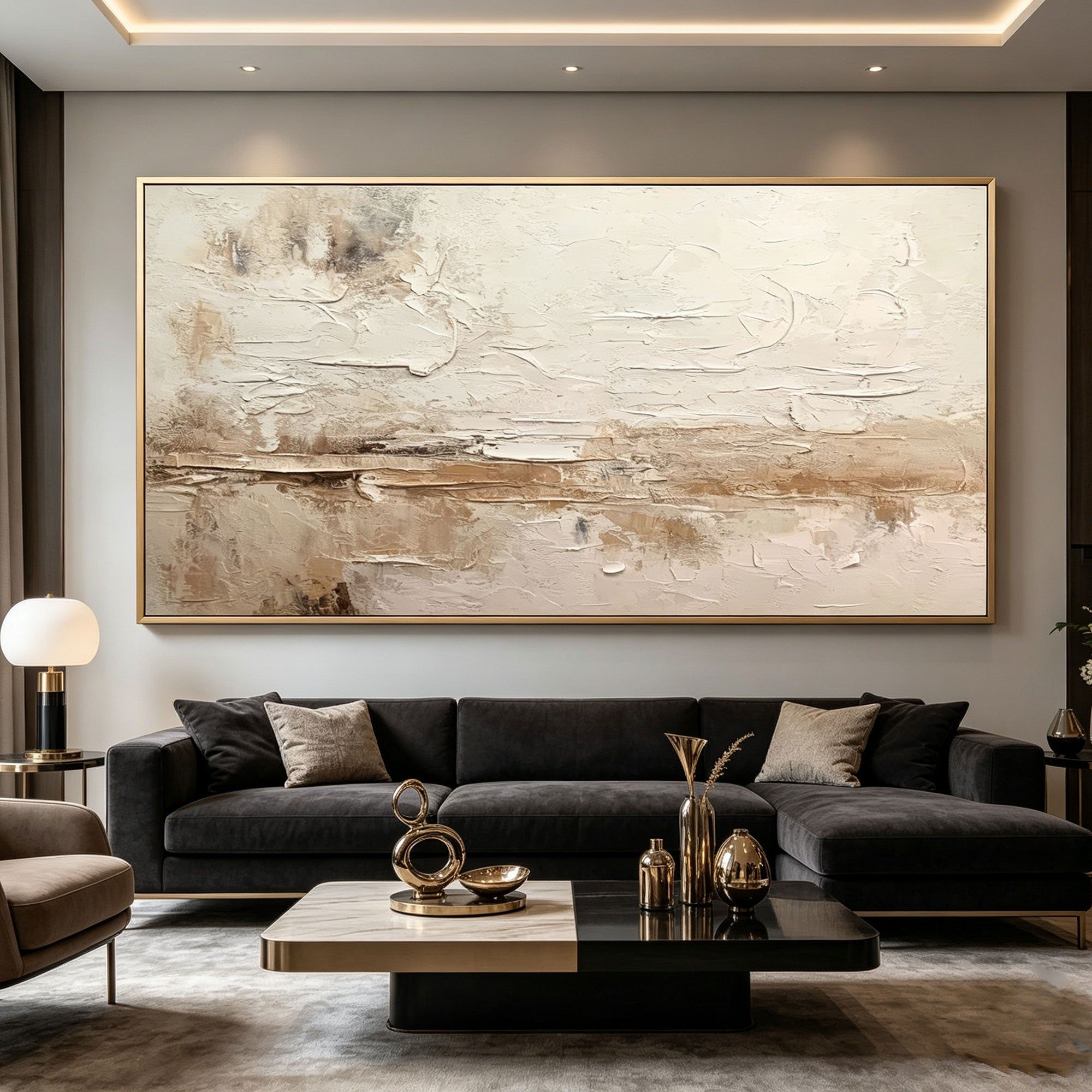 3D Textured Wabi Sabi Landscape Wall Art - Pale Siltline