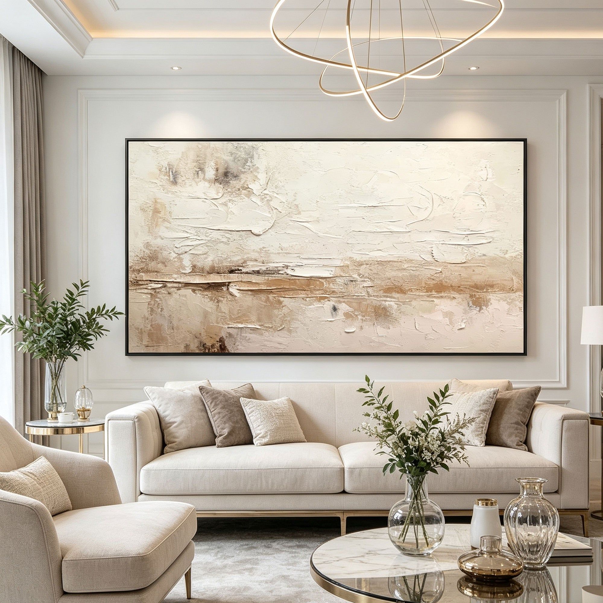 3D Textured Wabi Sabi Landscape Wall Art - Pale Siltline