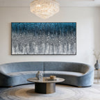Modern Abstract Blue Mixed Media Wall Art - Blue Ashfall