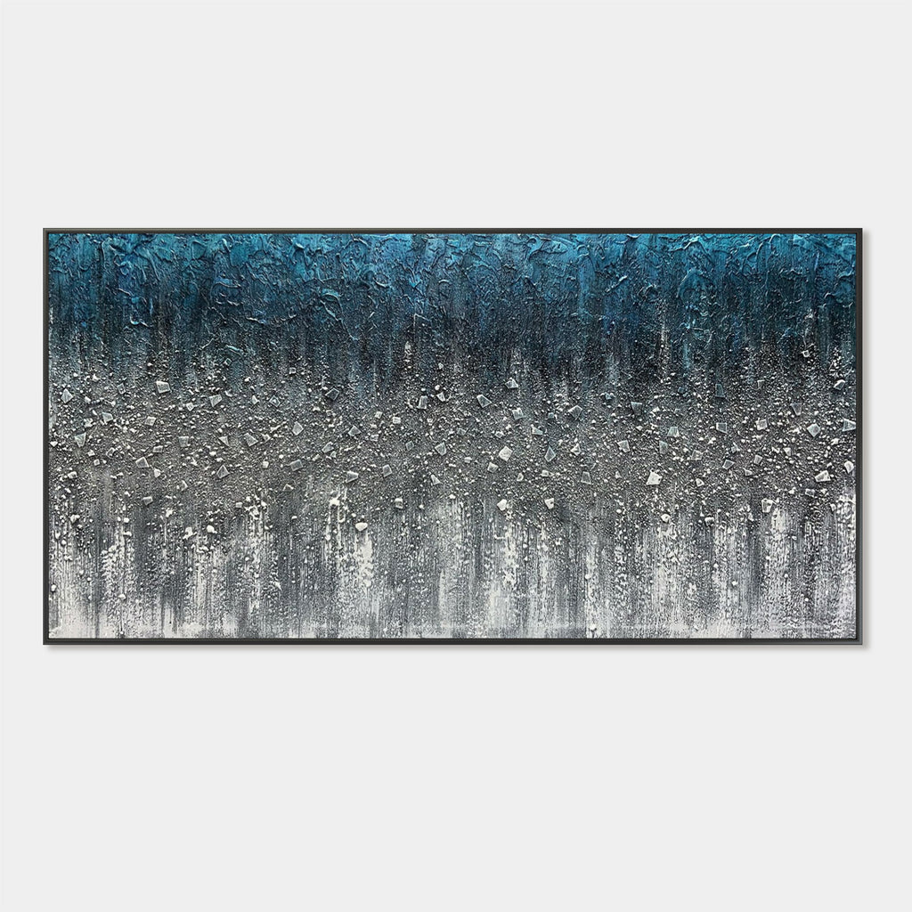 Modern Abstract Blue Mixed Media Wall Art - Blue Ashfall