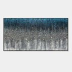 Modern Abstract Blue Mixed Media Wall Art - Blue Ashfall