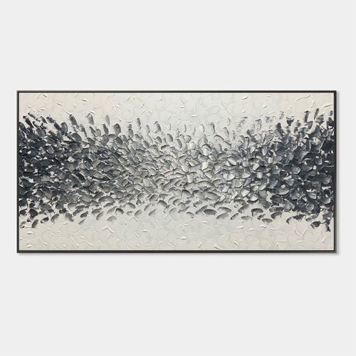 Lumi Gallery hand-painted minimalist silver gray 3D textured canvas wall art for modern interiors