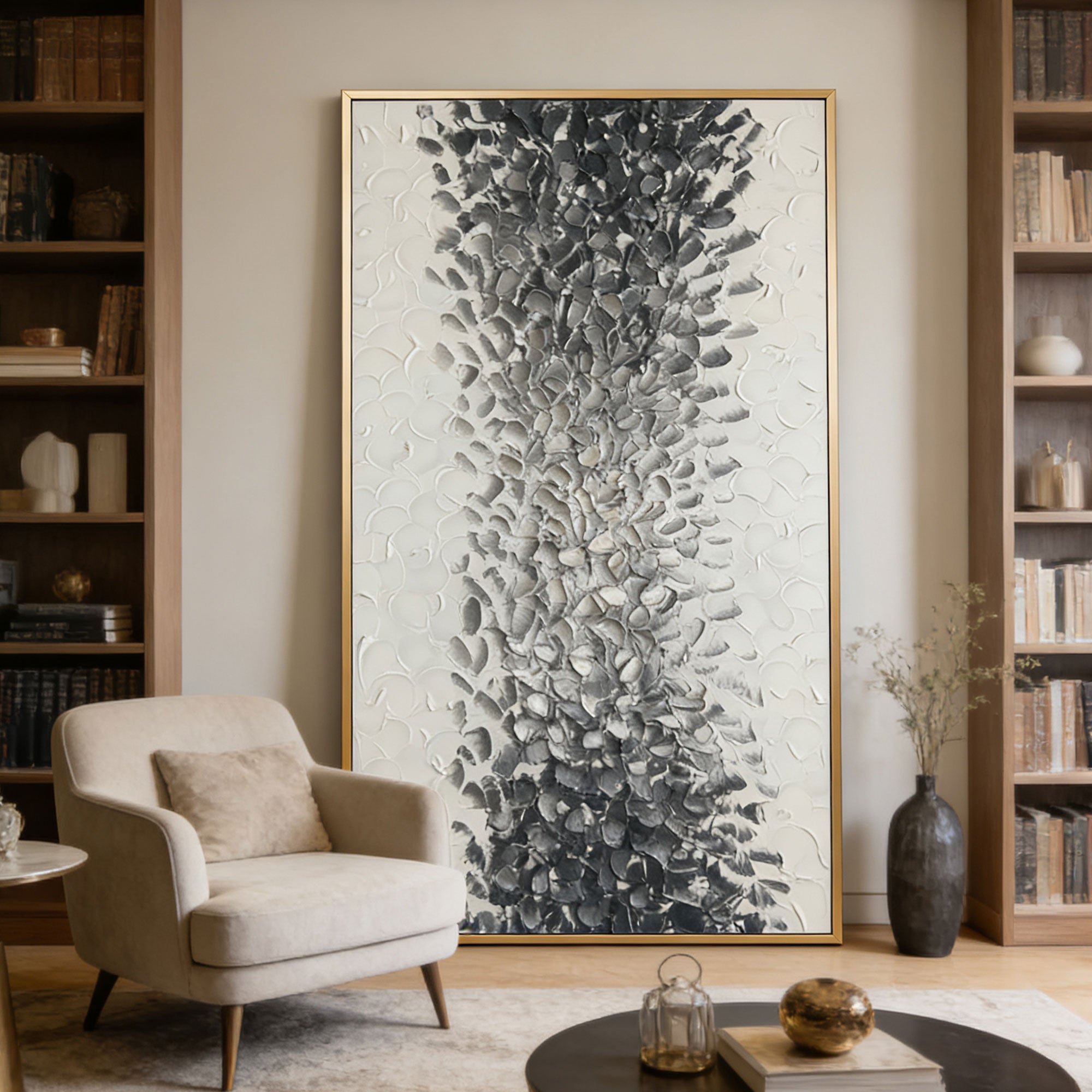 3D Textured Minimalist Silver Gray Wall Art - Charcoal Current