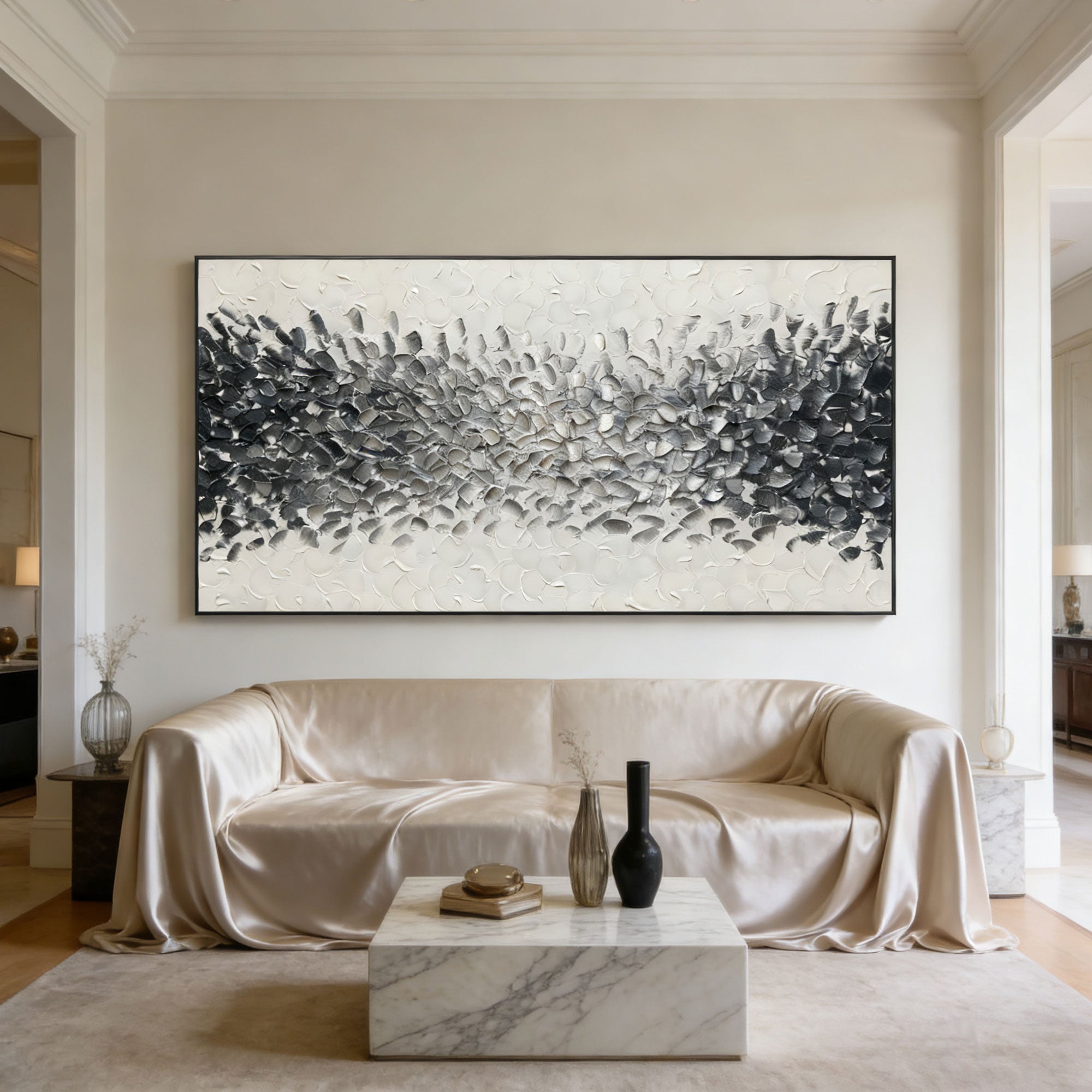 3D Textured Minimalist Silver Gray Wall Art - Charcoal Current