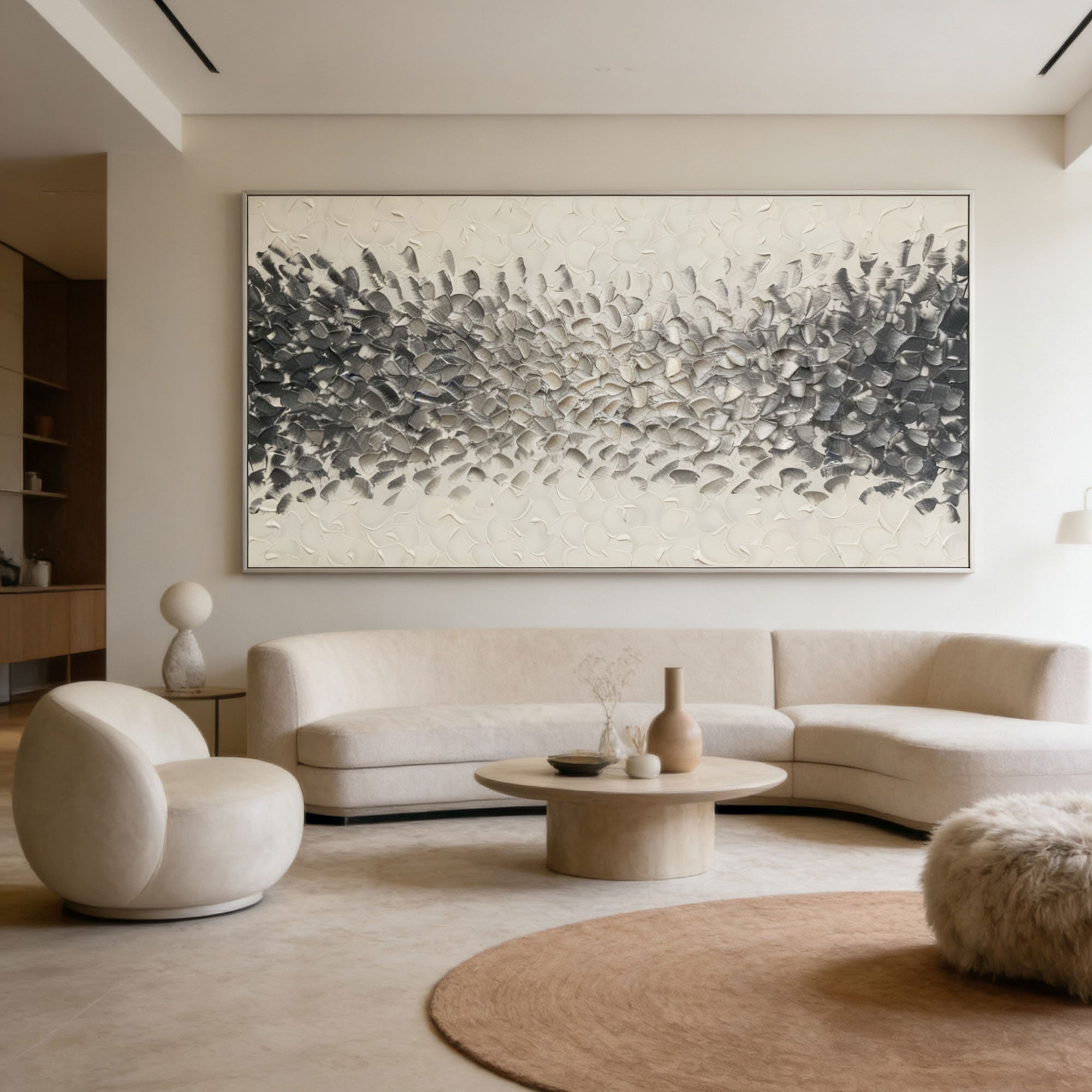 3D Textured Minimalist Silver Gray Wall Art - Charcoal Current