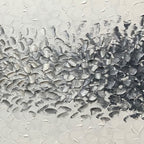 3D Textured Minimalist Silver Gray Wall Art - Charcoal Current