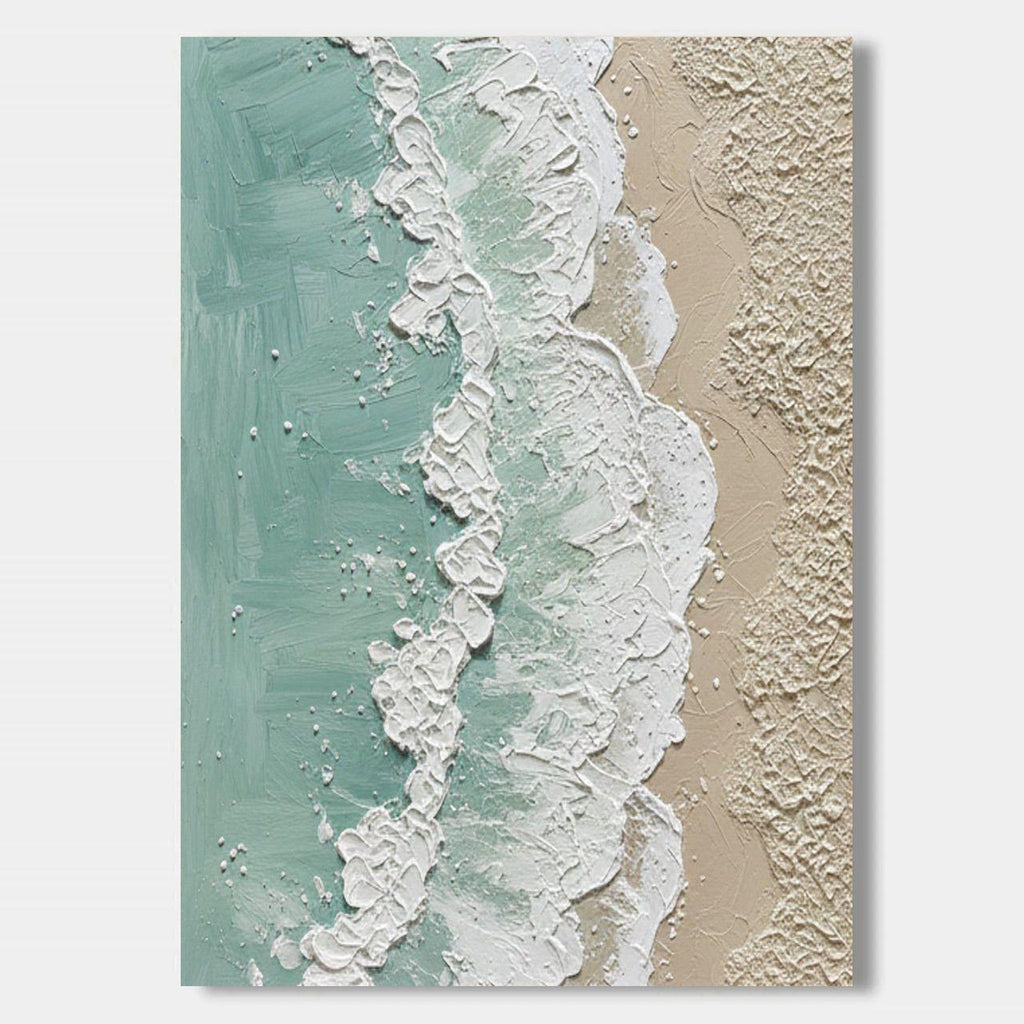 3D Textured Minimalist Coastal Wall Art - Aqua Strand