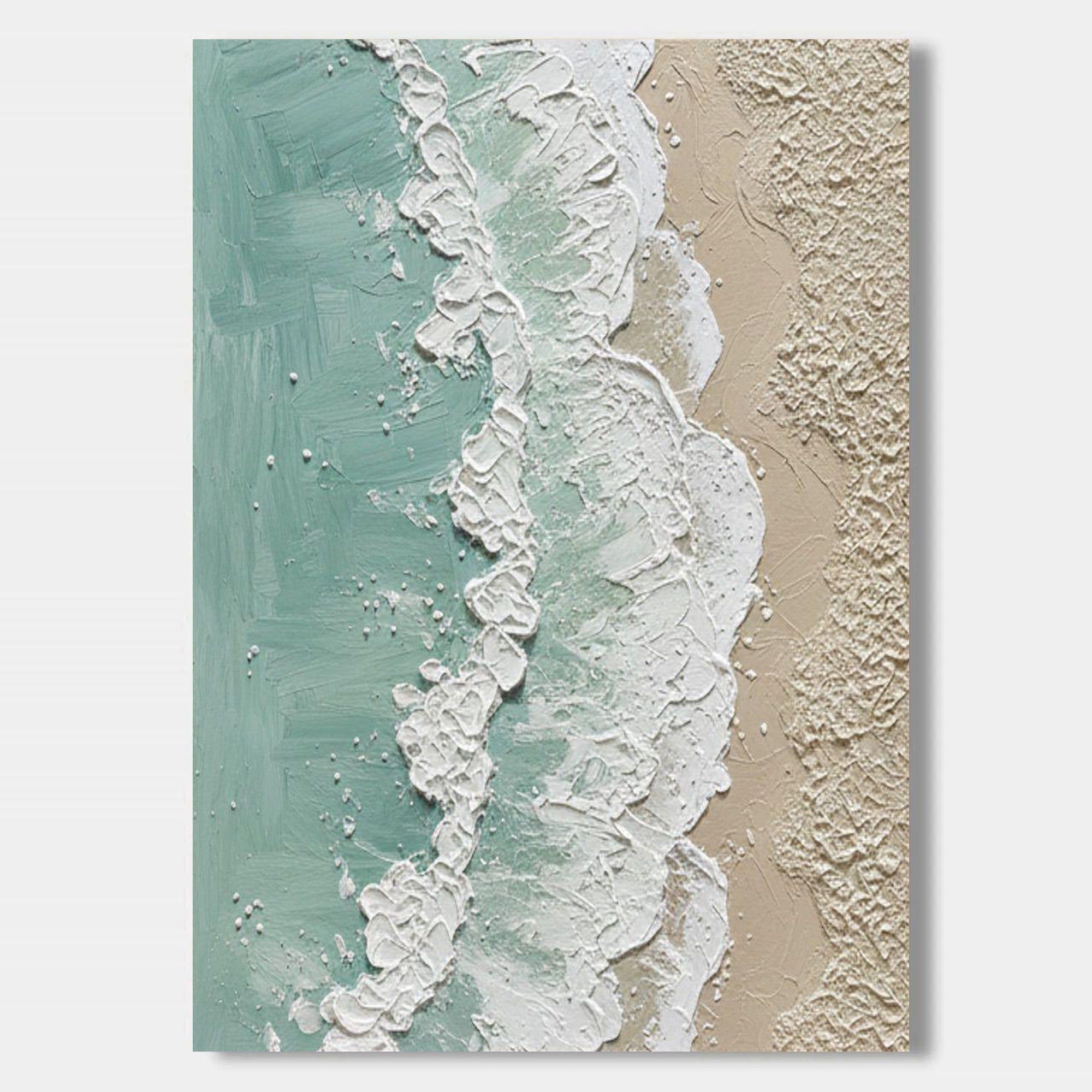 3D Textured Minimalist Coastal Wall Art - Aqua Strand