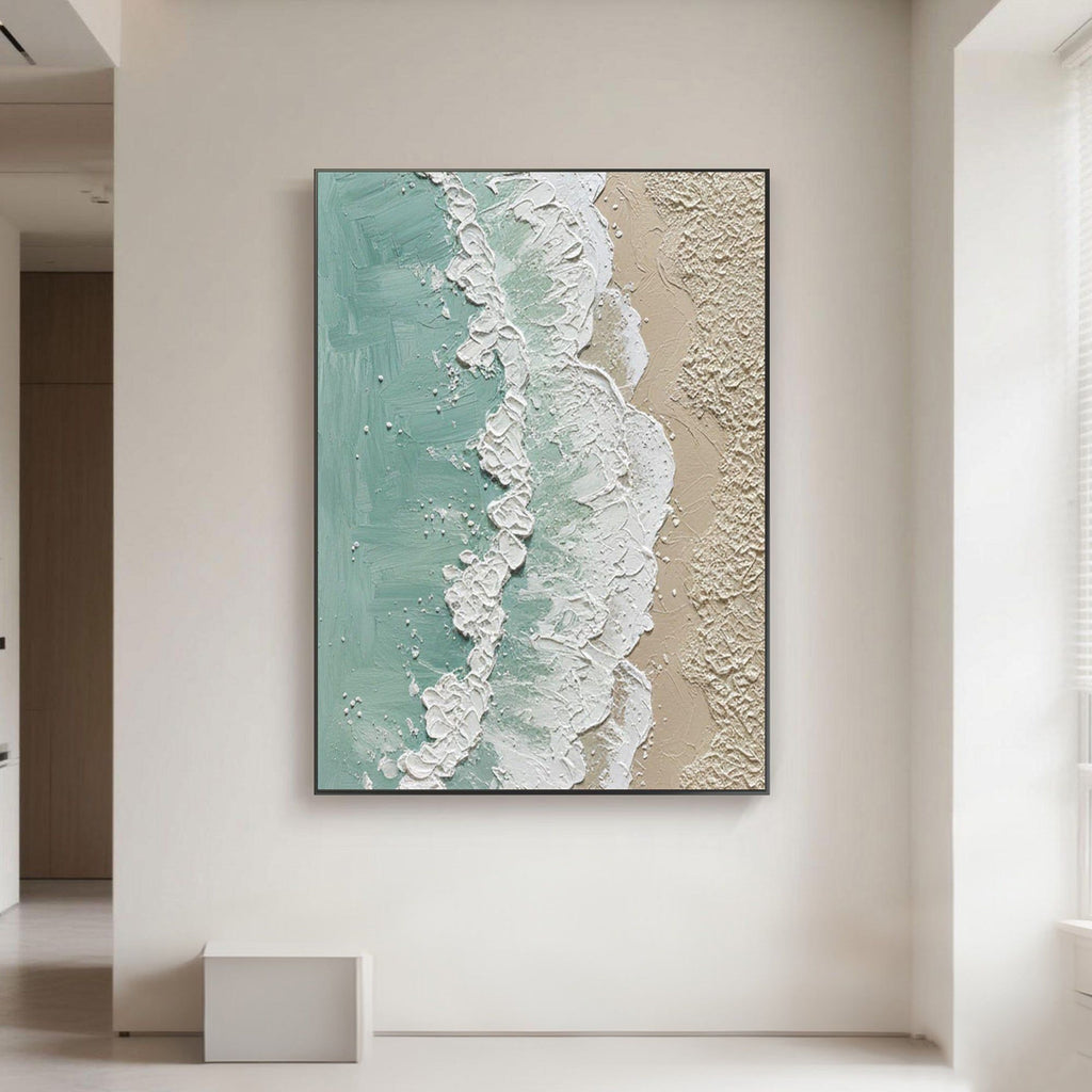 3D Textured Minimalist Coastal Wall Art - Aqua Strand