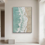 3D Textured Minimalist Coastal Wall Art - Aqua Strand