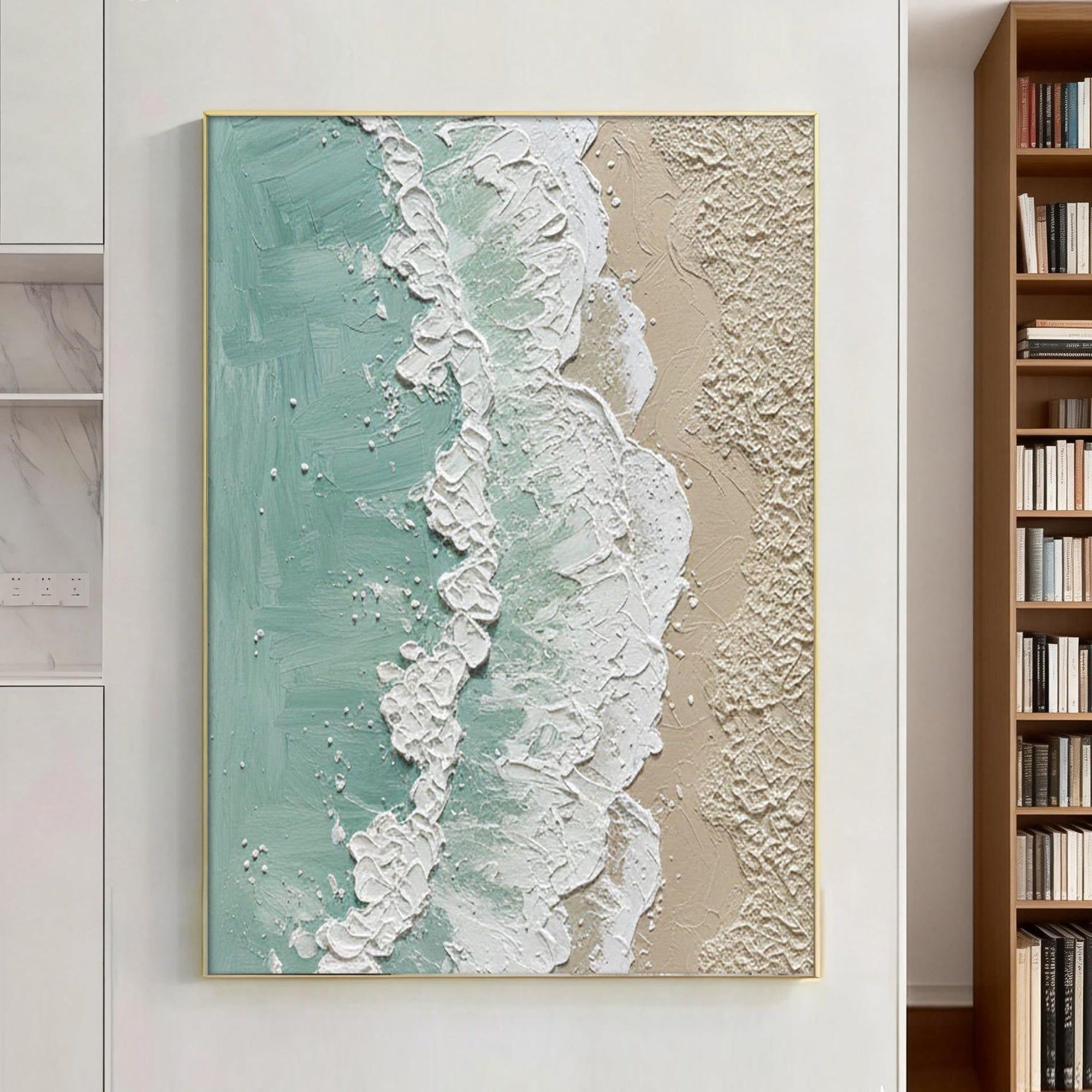 3D Textured Minimalist Coastal Wall Art - Aqua Strand