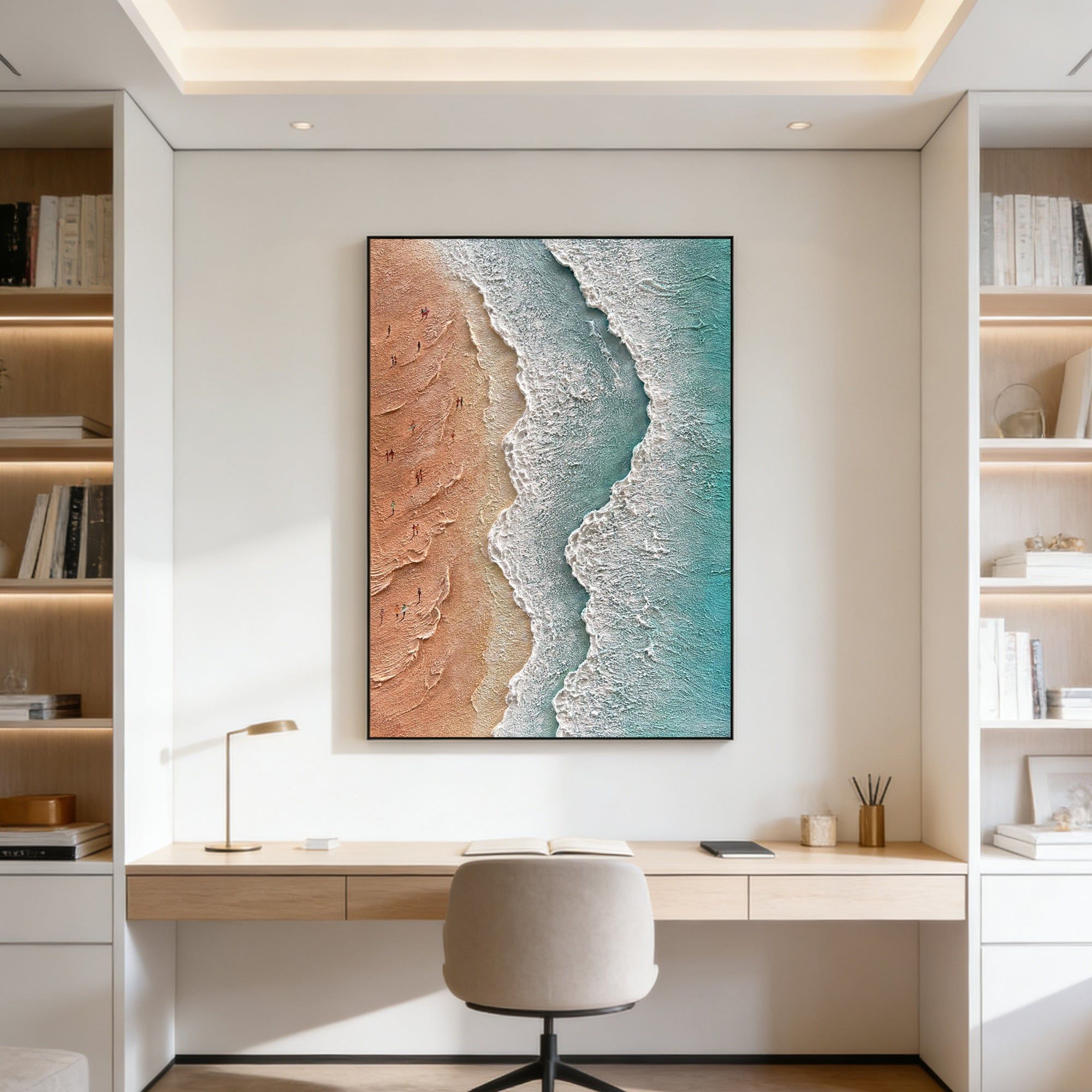 3D Textured Minimalist Coastal Wall Art - Coral Tidemark