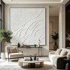3D Textured Minimalist White Landscape Wall Art - Drift Ascent