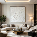3D Textured Minimalist White Landscape Wall Art - Drift Ascent