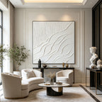 3D Textured Minimalist White Landscape Wall Art - Drift Ascent