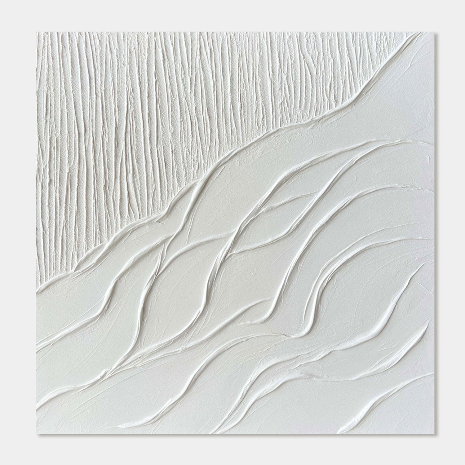 3D Textured Minimalist White Landscape Wall Art - Drift Ascent