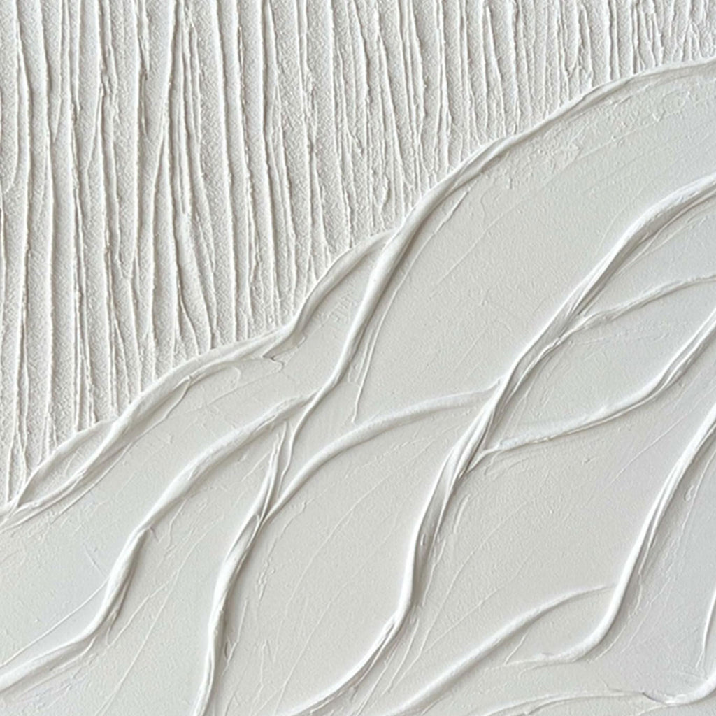 3D Textured Minimalist White Landscape Wall Art - Drift Ascent