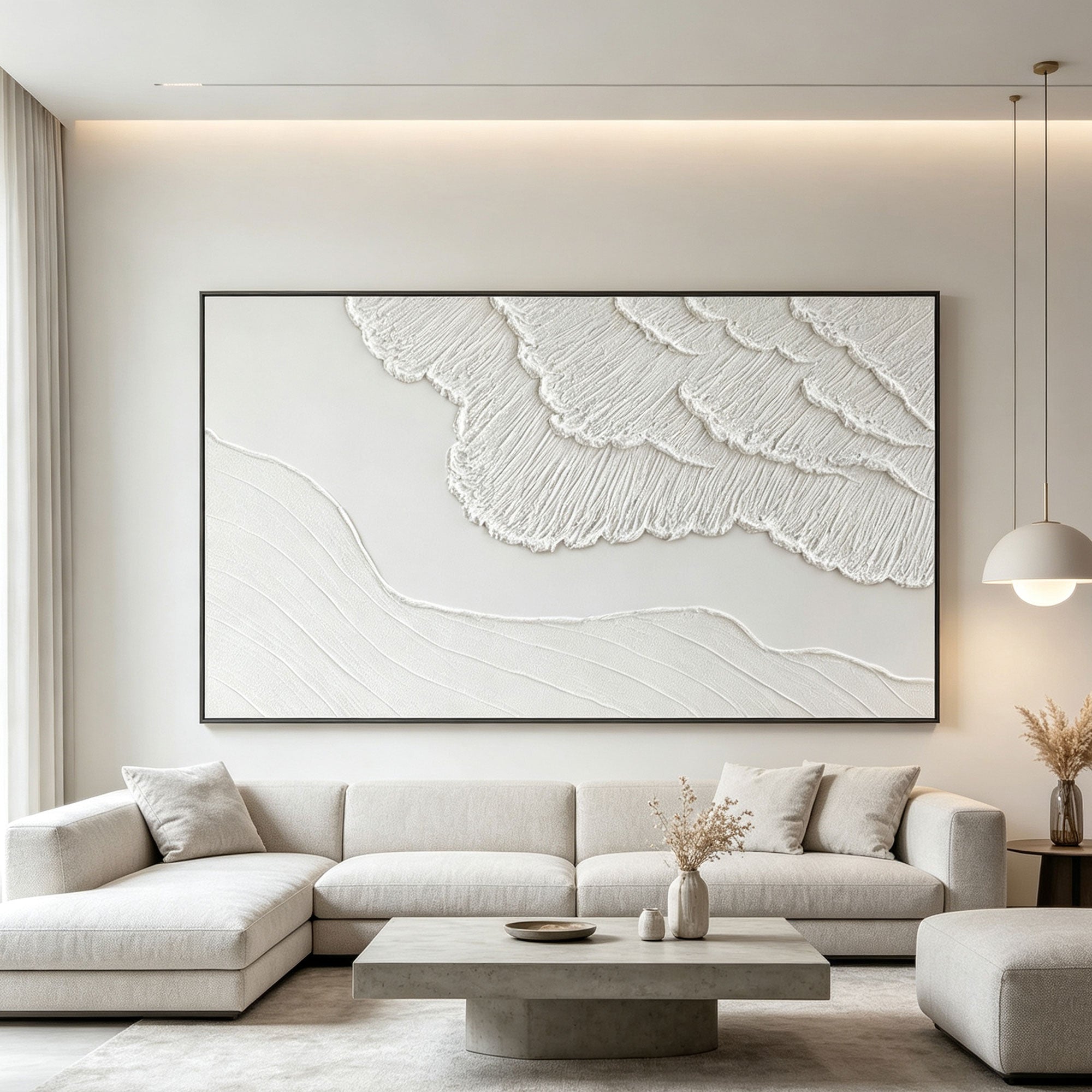 3D Textured Minimalist Coastal Wall Art - Ebb Trace