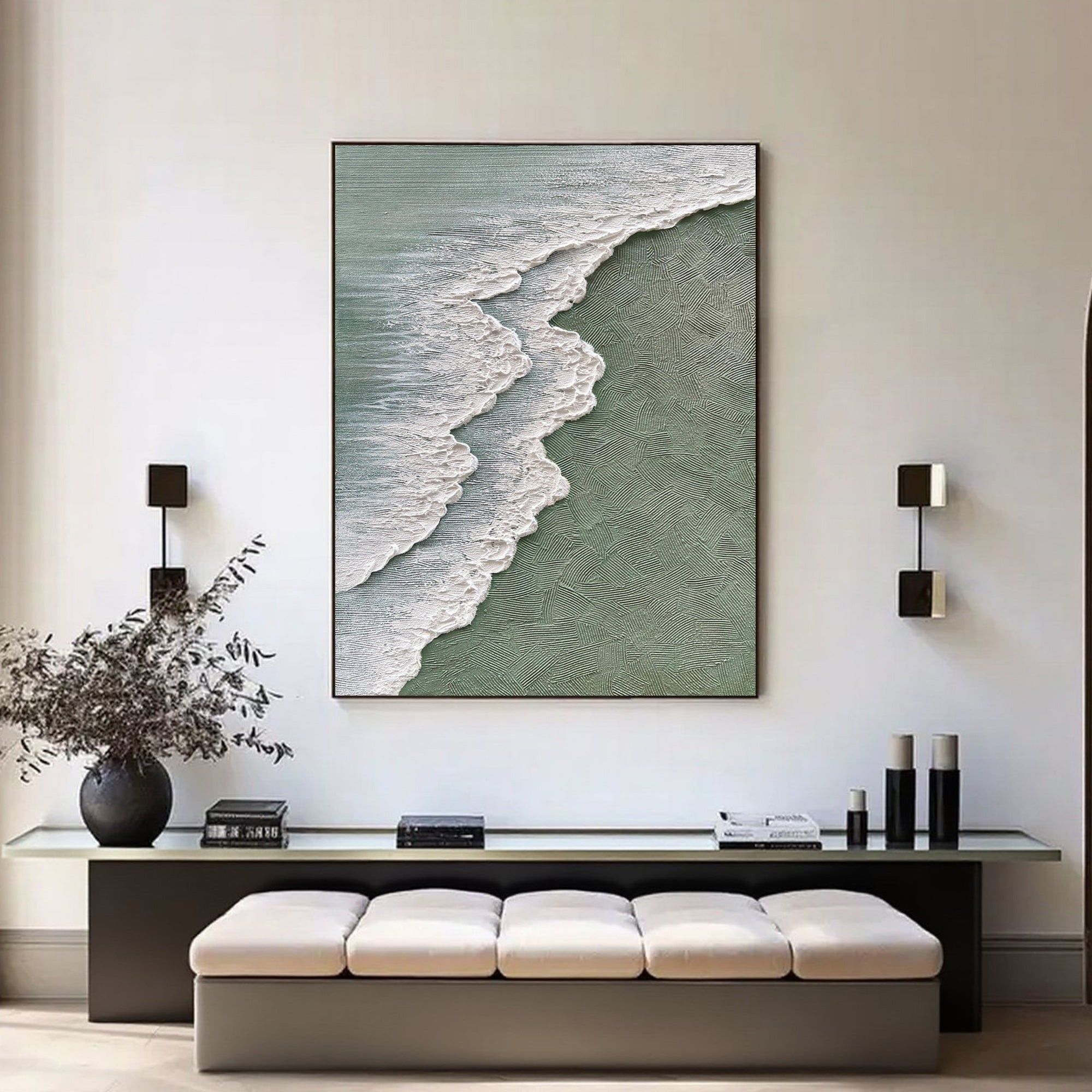 3D Textured Minimalist Coastal Wall Art - Foam Meridian