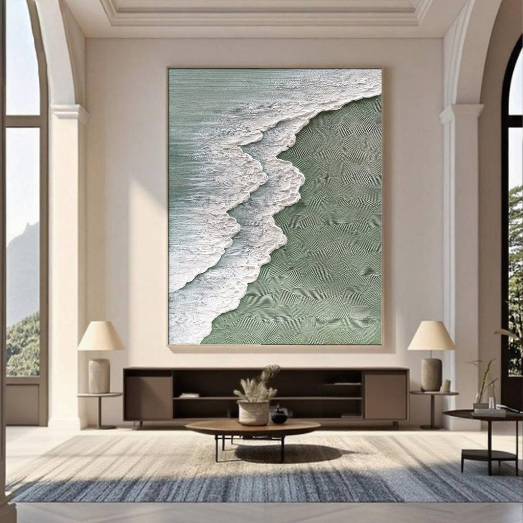 3D Textured Minimalist Coastal Wall Art - Foam Meridian