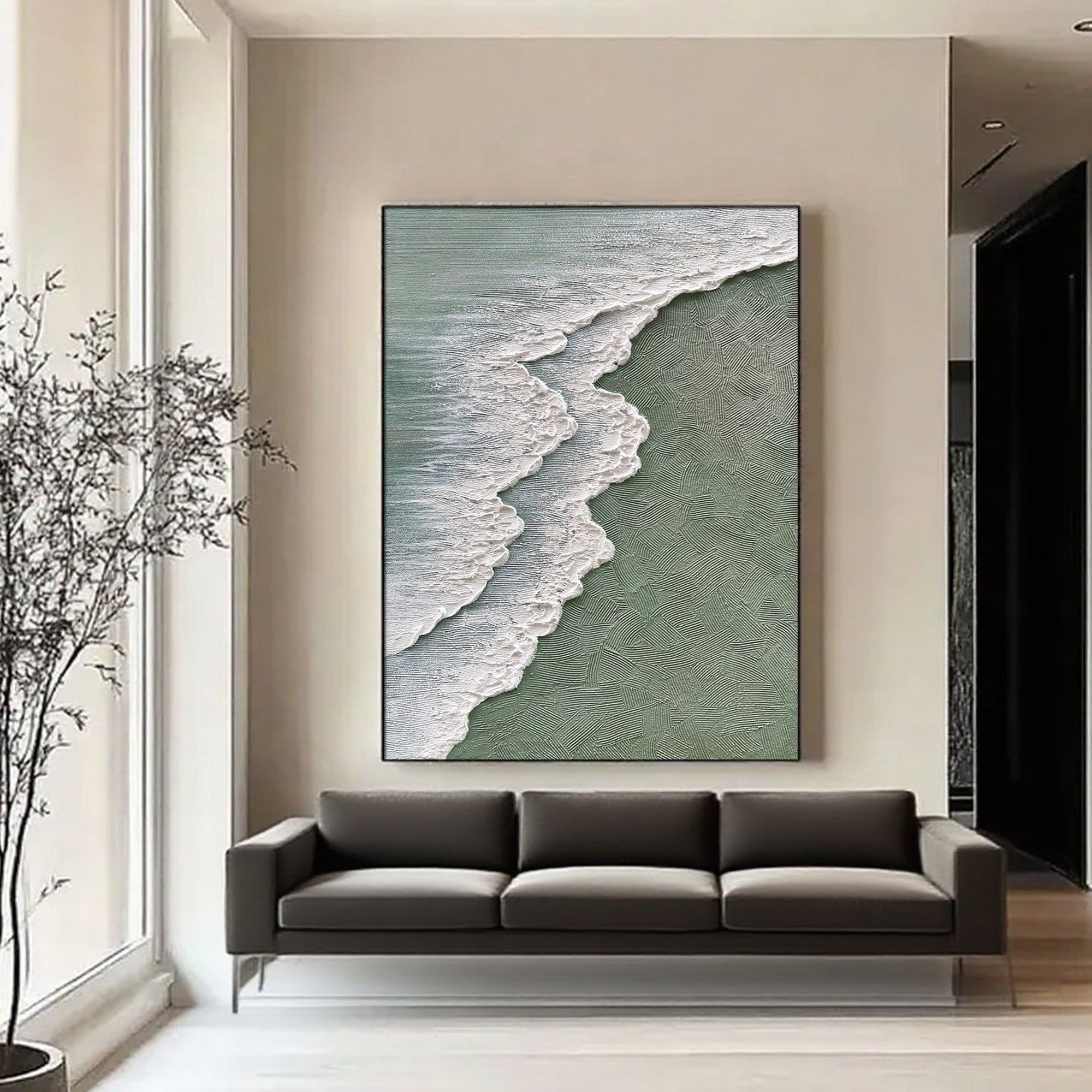 3D Textured Minimalist Coastal Wall Art - Foam Meridian