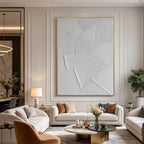 3D Textured Minimalist White Geometric Canvas Art - Folded Radius