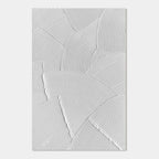 3D Textured Minimalist White Geometric Canvas Art - Folded Radius