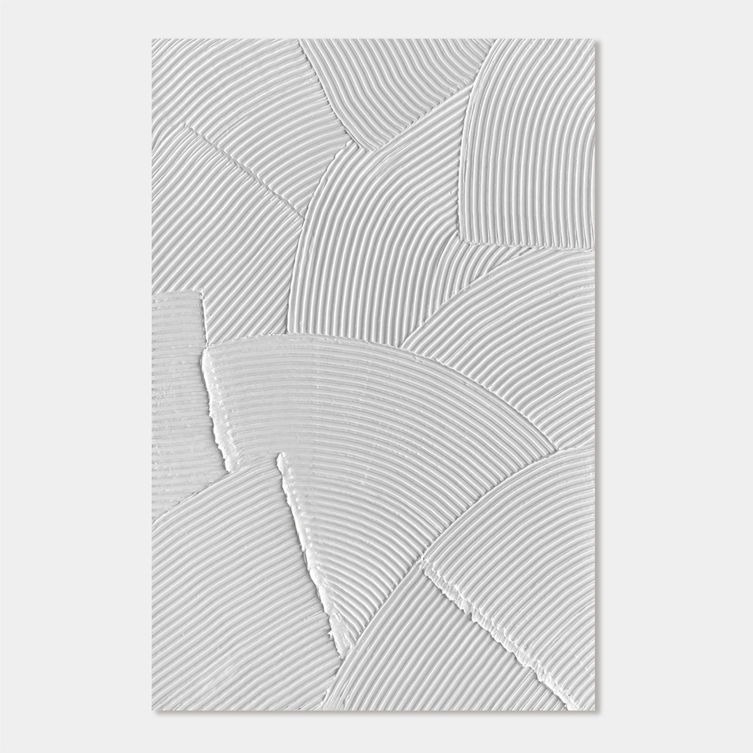 3D Textured Minimalist White Geometric Canvas Art - Folded Radius