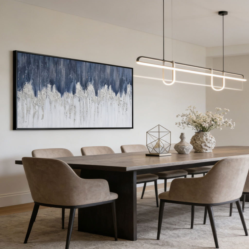 Abstract Blue and White Modern Wall Art - Frostline Canopy