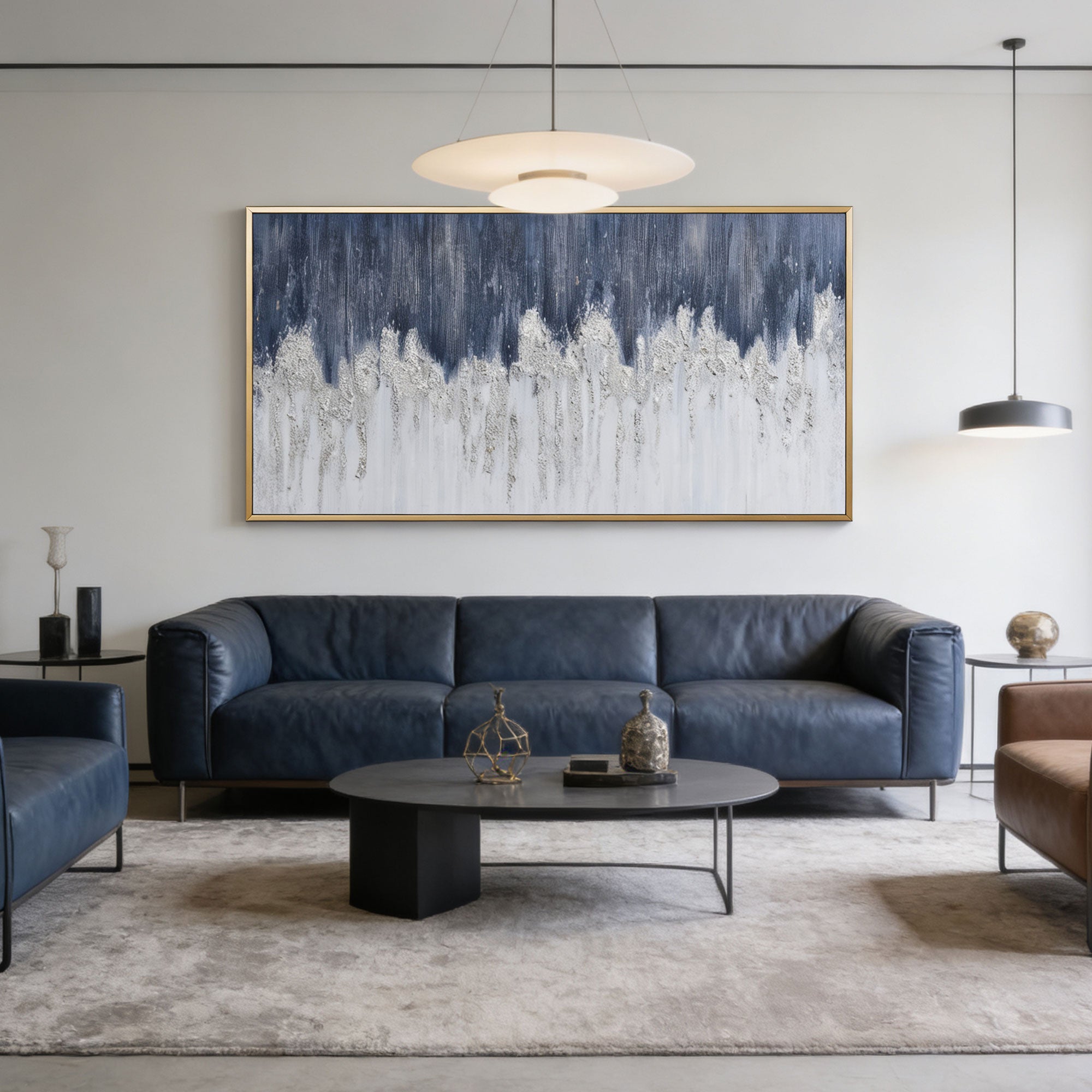 Abstract Blue and White Modern Wall Art - Frostline Canopy