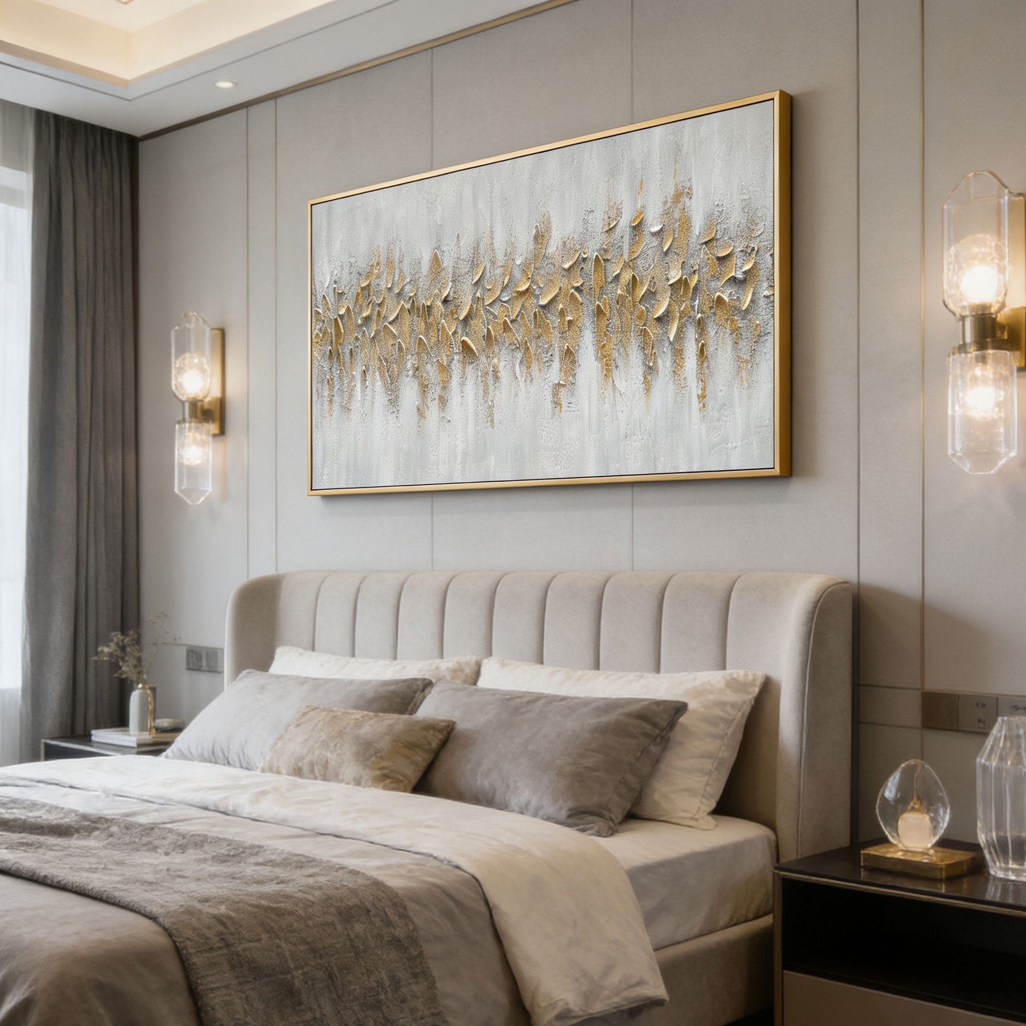 3D Textured Minimalist Gold Wall Art - Gilded Current