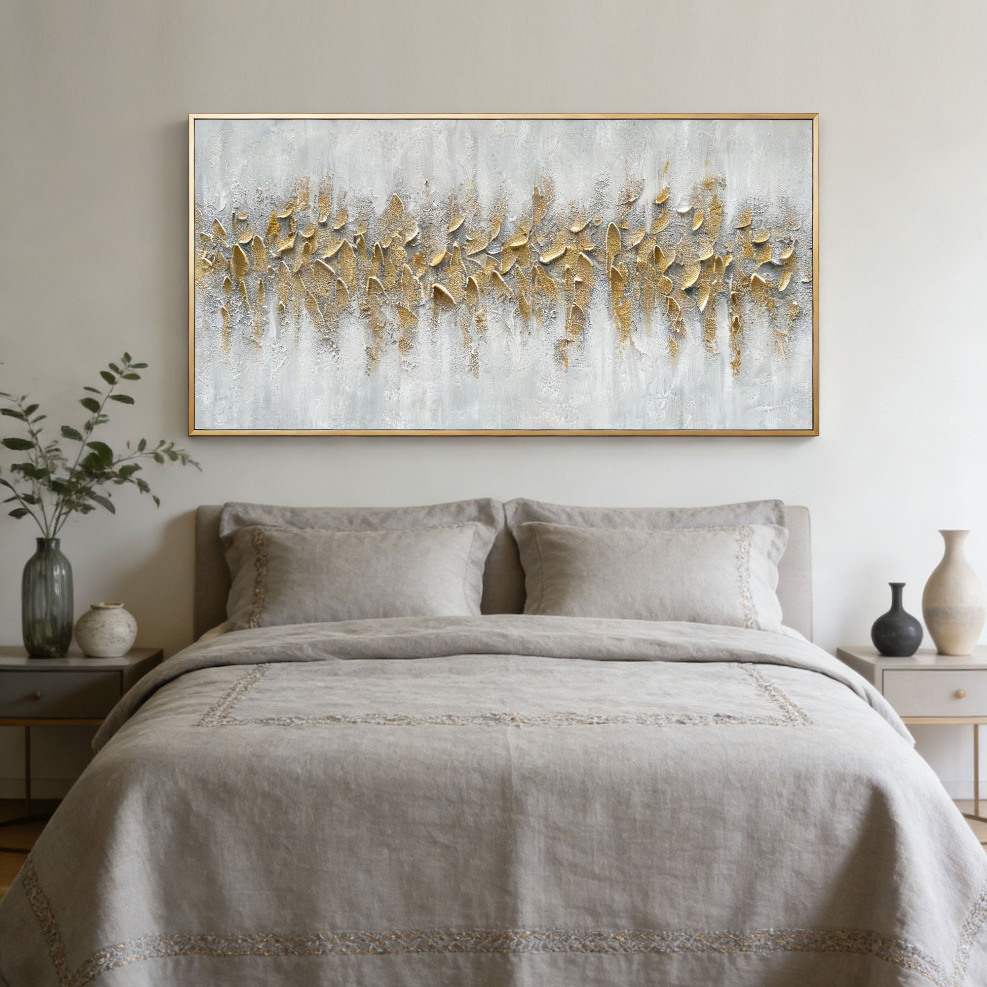 3D Textured Minimalist Gold Wall Art - Gilded Current