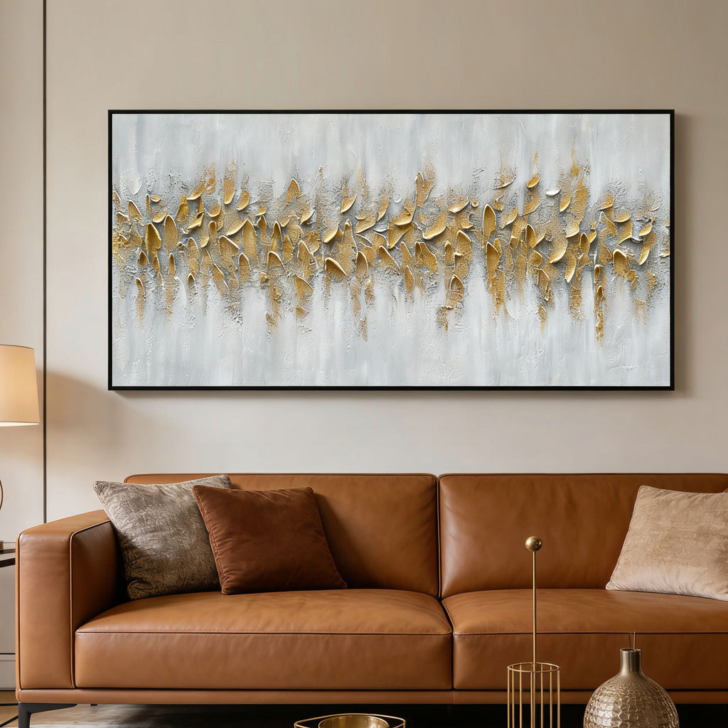 3D Textured Minimalist Gold Wall Art - Gilded Current
