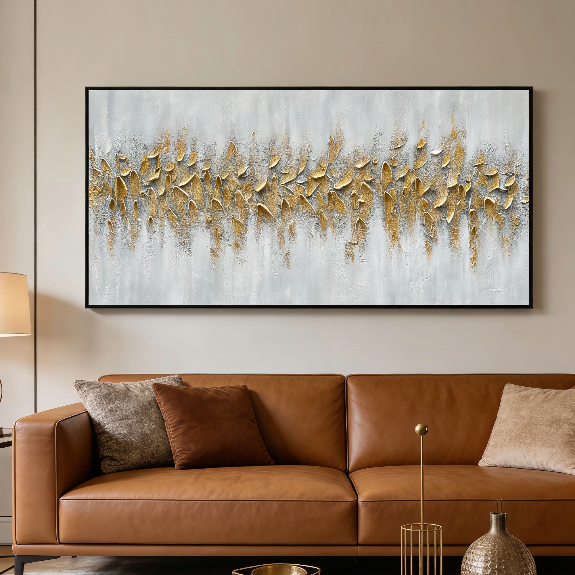 3D Textured Minimalist Gold Wall Art - Gilded Current