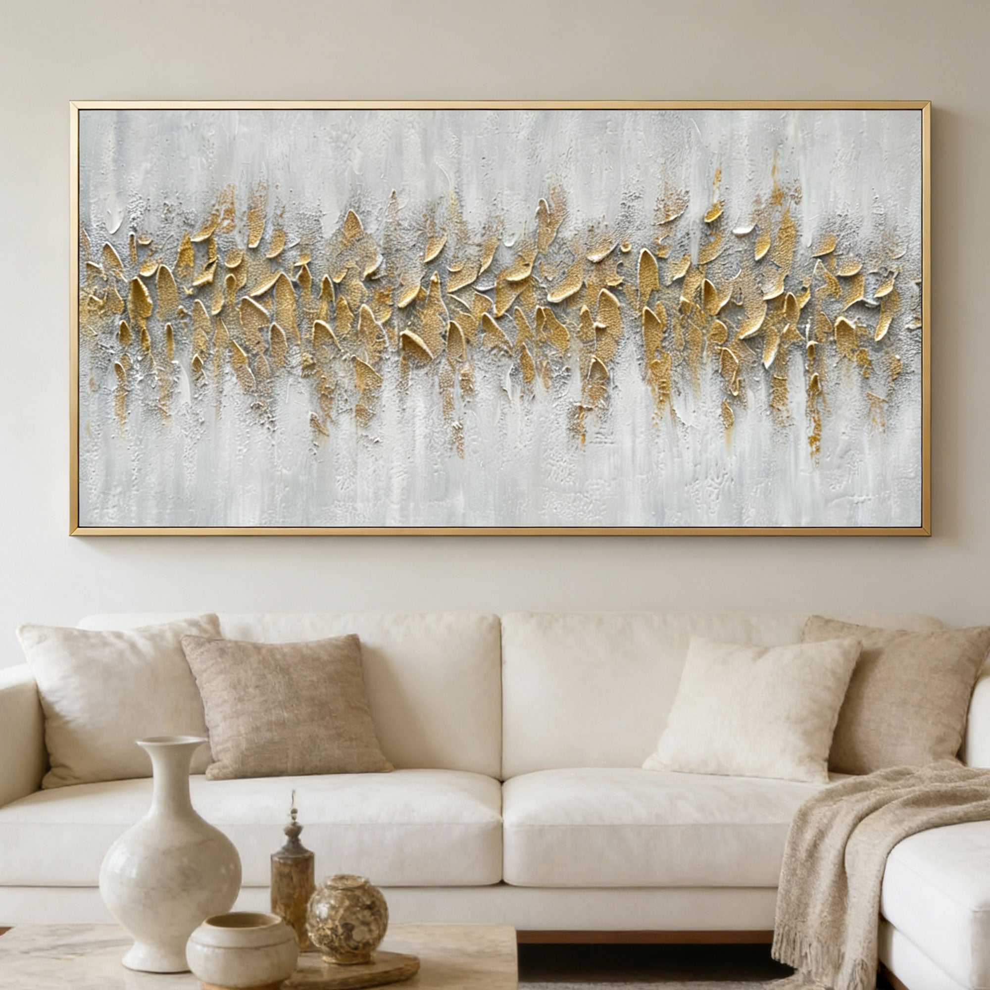 3D Textured Minimalist Gold Wall Art - Gilded Current
