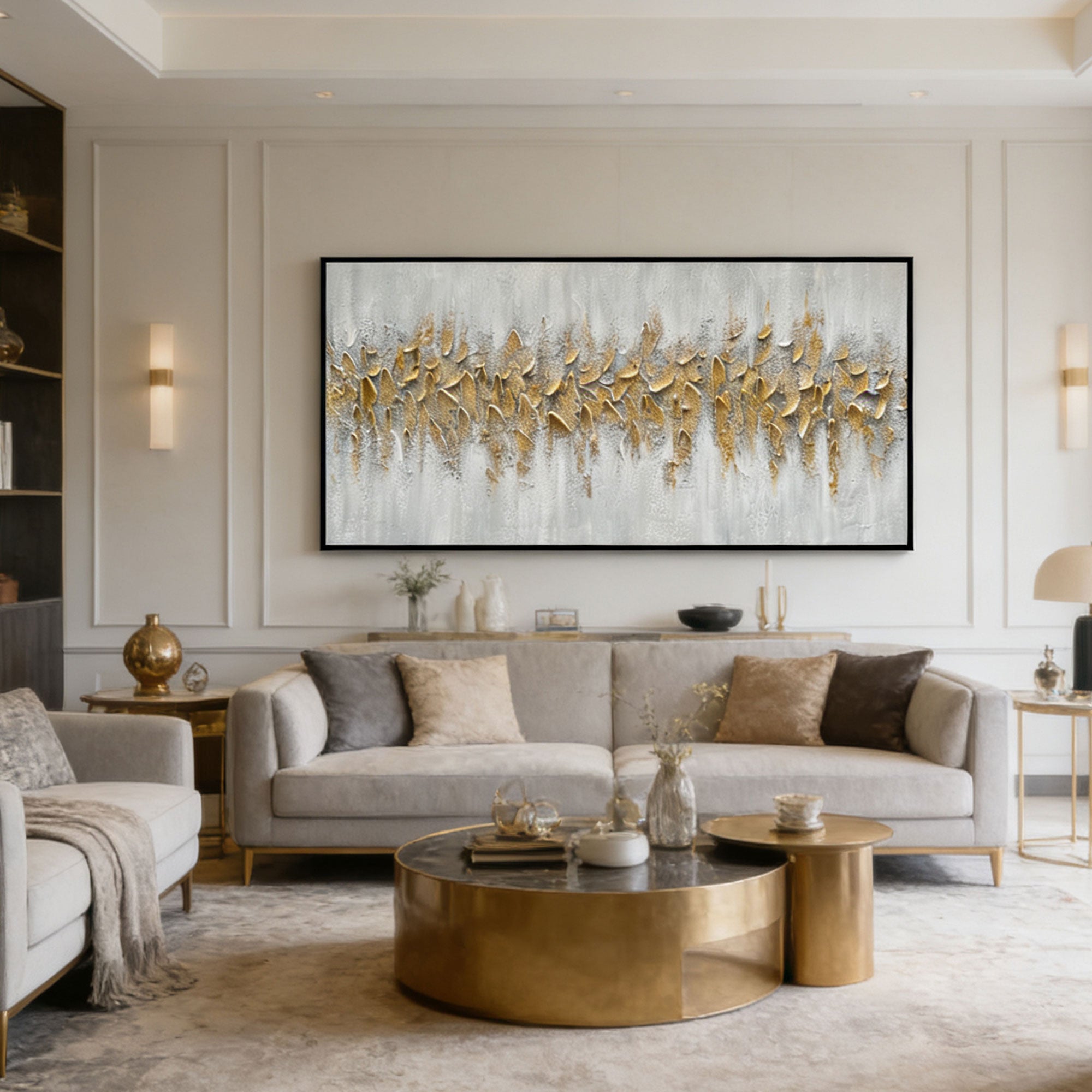 3D Textured Minimalist Gold Wall Art - Gilded Current