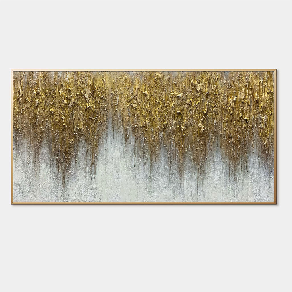 3D Textured Gold Abstract Wall Art - Gilded Descent